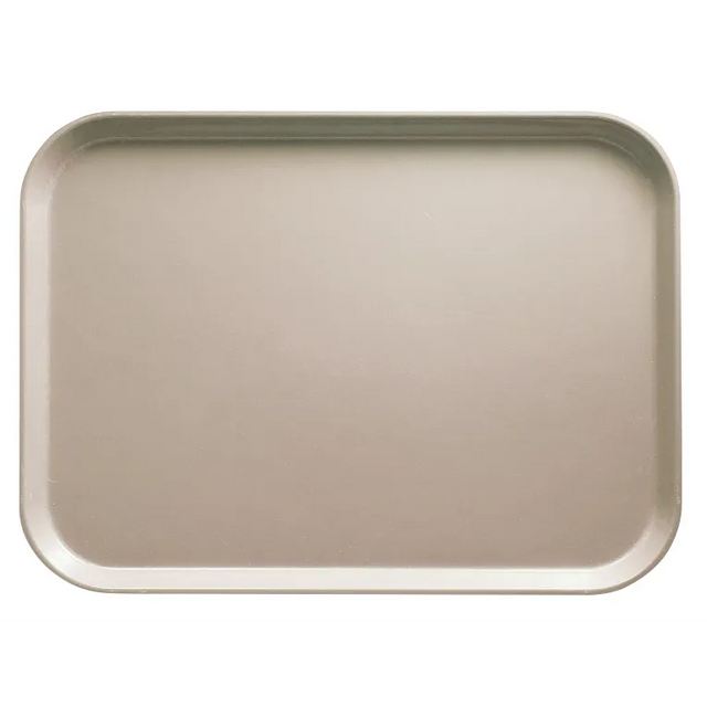 A plain, rectangular Camtray with rounded corners and a raised edge, shown from above on a white background. The high-impact fiberglass tray surface is smooth, unadorned, dishwasher safe, and has a light, reflective finish.
