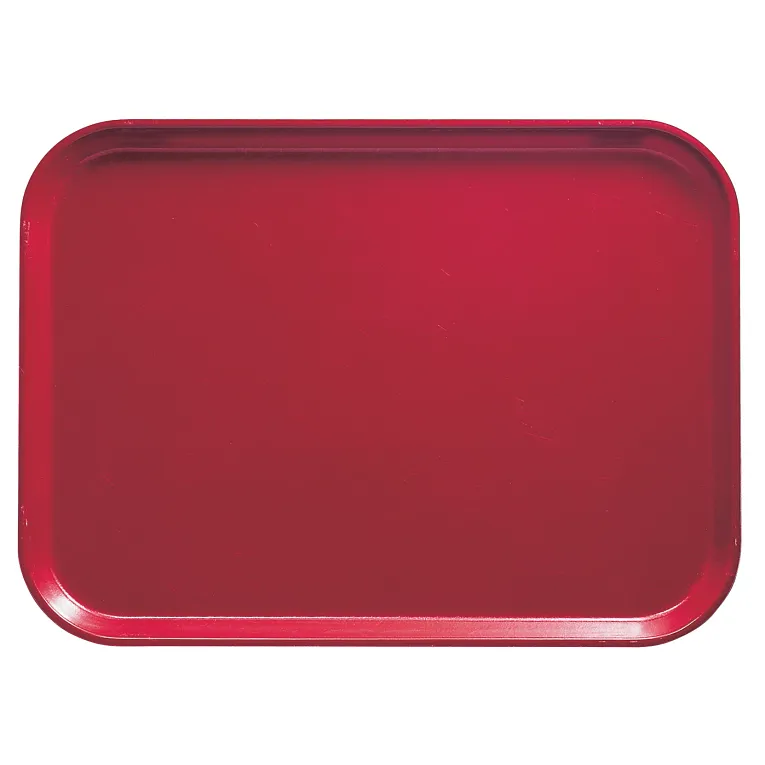 A plain, rectangular red Camtray with rounded corners and slightly raised edges. Made from high-impact fiberglass, this glossy tray is empty and photographed from above against a white background.