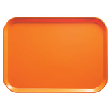 A rectangular orange Camtray with rounded corners and slightly raised edges, seen from above on a white background. Made of high-impact fiberglass, this tray is dishwasher safe with a smooth, glossy surface and even coloring.