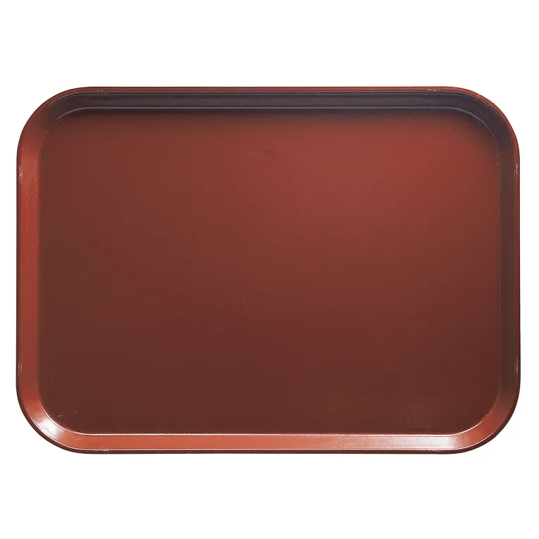 A rectangular Camtray made from high-impact fiberglass with rounded corners and slightly raised edges is centered on a white background. The smooth, unadorned surface has a subtle sheen, and the tray is dishwasher safe.