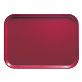 A rectangular, deep red Camtray with rounded corners and a slightly raised edge, set against a plain white background. This high-impact fiberglass tray has a smooth, glossy surface and is dishwasher safe, with no visible decorations or handles.
