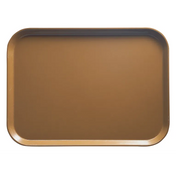 A rectangular brown Camtray with rounded corners and slightly raised edges, placed on a white background. The high-impact fiberglass tray features a smooth, shiny surface with no patterns or visible handles and is dishwasher safe.