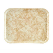 A Camtray rectangular tray with rounded corners, featuring a beige and light brown marbled pattern resembling delicate, wispy lines on a cream-colored background. The glossy, smooth surface highlights its high-impact fiberglass construction.