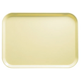 A rectangular, light yellow Camtray with rounded corners and slightly raised edges is shown on a plain white background. Made of high-impact fiberglass, this tray has a smooth, glossy surface and is dishwasher safe.