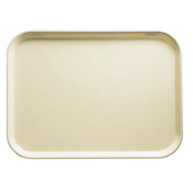 A rectangular, gold-colored Camtray with rounded corners and a smooth, shiny surface, photographed from above on a plain white background. This high-impact fiberglass tray is empty and features slightly raised edges.