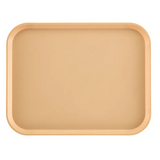 A plain, rectangular tan Camwear Tray with rounded corners and slightly raised edges. The smooth, unadorned surface is made of durable polycarbonate, NSF certified, and photographed from above against a white background.