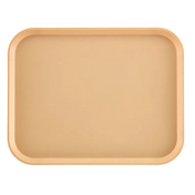 A plain, rectangular tan Camwear Tray with rounded corners and slightly raised edges. The smooth, unadorned surface is made of durable polycarbonate, NSF certified, and photographed from above against a white background.