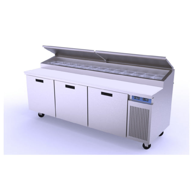 Randell 8395N-290-PCB Refrigerated Raised Rail Prep Table Three-section 95" W
