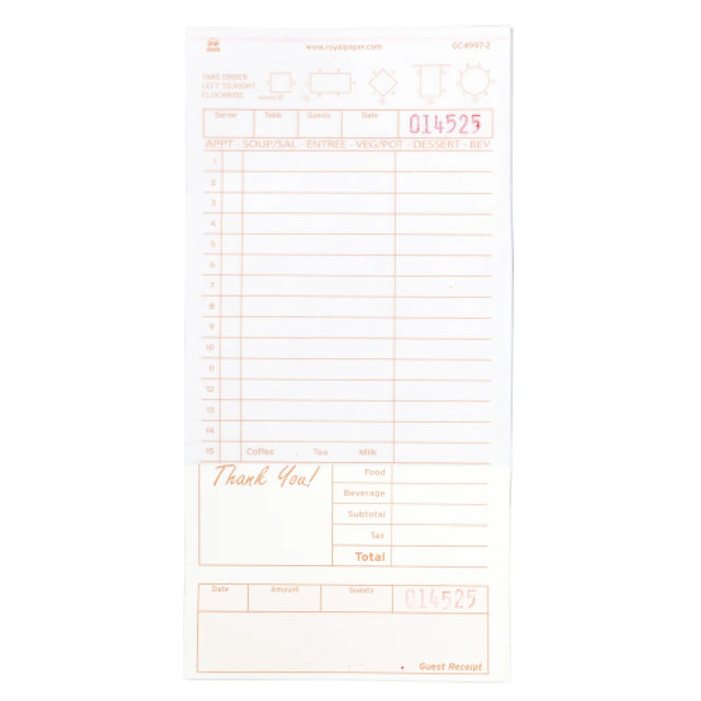 AllPoints 14258 Carbonless Guest Check 2 Part Loose