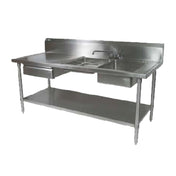 John Boos EPT6R10-DL2B-96R-X Prep Table Sink Unit 2-compartment 96"W X 30"D X 45-3/4"H Overall Size