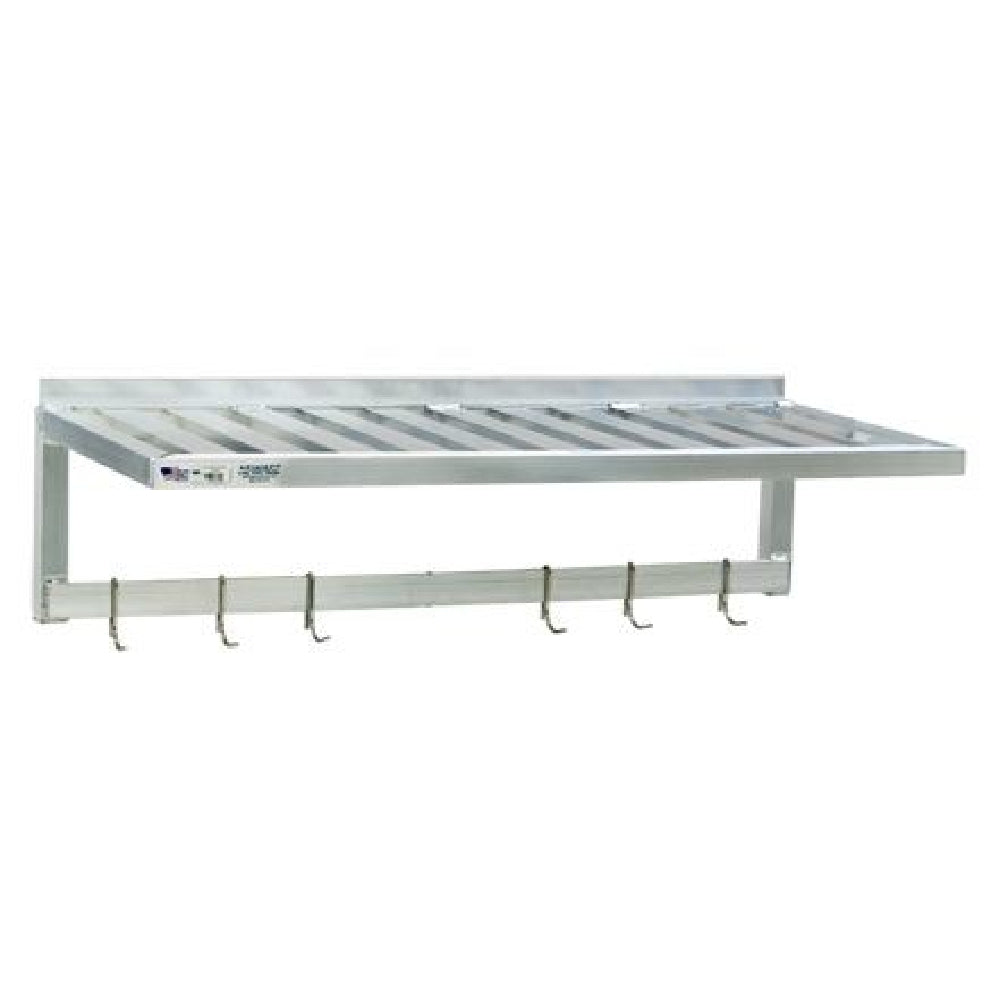 AllPoints 14596 T Bar Wall Mounted Shelf 6 Hooks 20"d X 36"l