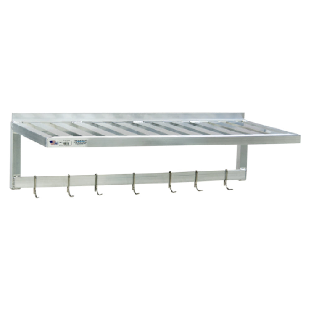 AllPoints 14597 T Bar Wall Mounted Shelf 8 Hooks 20"d X 60"l