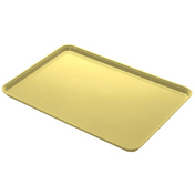 A rectangular, pale yellow Camlite Tray with raised edges and rounded corners is shown on a plain white background. The NSF certified tray’s surface is smooth and glossy, and it is empty. The tray is viewed at an angle from above.