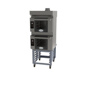 Cadco BLS-3HLD-2H Bakerlux™ LED Heavy-Duty Convection Oven Electric Double Stack Half Size With Stand & Ventless Hood