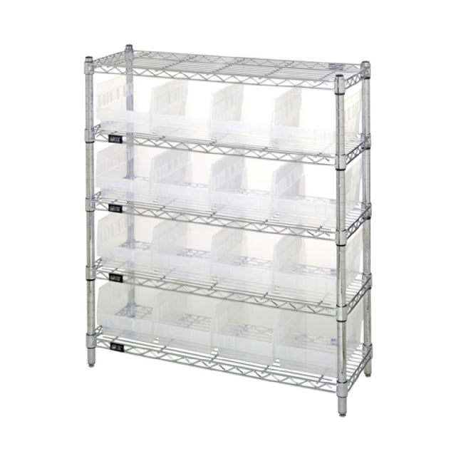 Quantum WR5-39-1236-207CL Bin Wire Shelving Center 12"D X 36"W X 39"H 800 Lbs. Capacity Per Shelf