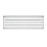 A rectangular, 60 inch chrome wire shelf is shown against a white background. The grid pattern features horizontal and vertical wires with rounded reinforced corners. Its open, minimalist design is ideal for storage or organization.
