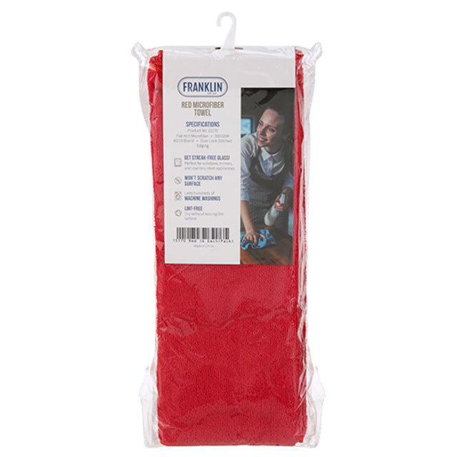 AllPoints 15170 16x16in Microfiber Towel 6 Pack Red