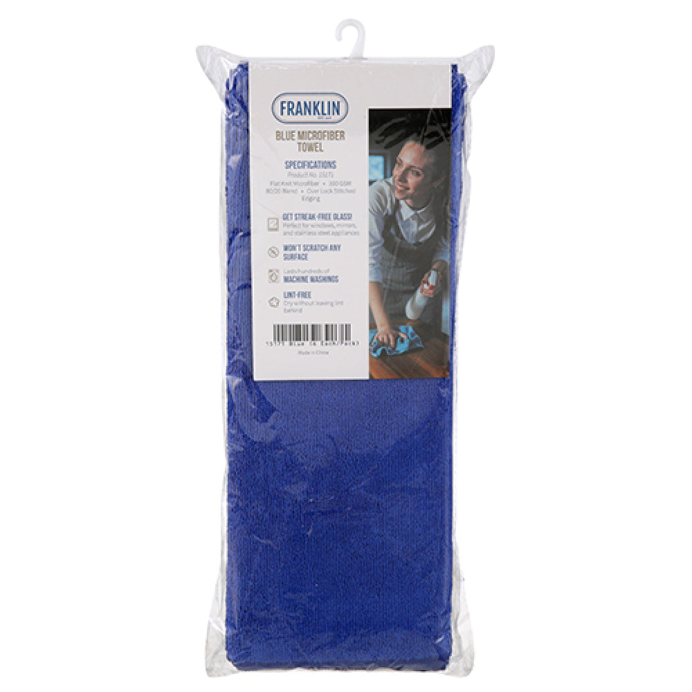 AllPoints 15171 16x16in Microfiber Towel 6 Pack Blue