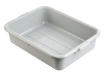 A rectangular, shallow white Tote Box with rounded corners and slightly raised sides. The tub features two small handles on each short end, is stackable, and sits empty on a white background. The smooth, glossy inner surface is dishwasher safe.