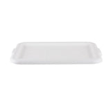 A white, rectangular Tote Box Cover with slightly raised edges and small handles on both shorter sides, shown against a plain background. The lid features a faint grid pattern on its surface and is dishwasher safe for easy cleaning.