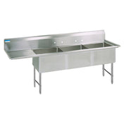 BK Resources BKS6-3-24-14-24LS Sink Three Compartment 100-3/16"W X 29-1/2"D X 44-1/16"H Overall Size