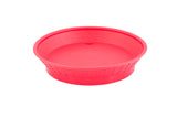 A round, bright red bowl with a textured pattern on the outside. Made from polypropylene, the bowl has smooth sides, a flat base, and is empty, shown on a white background. The material appears durable and easy to clean.