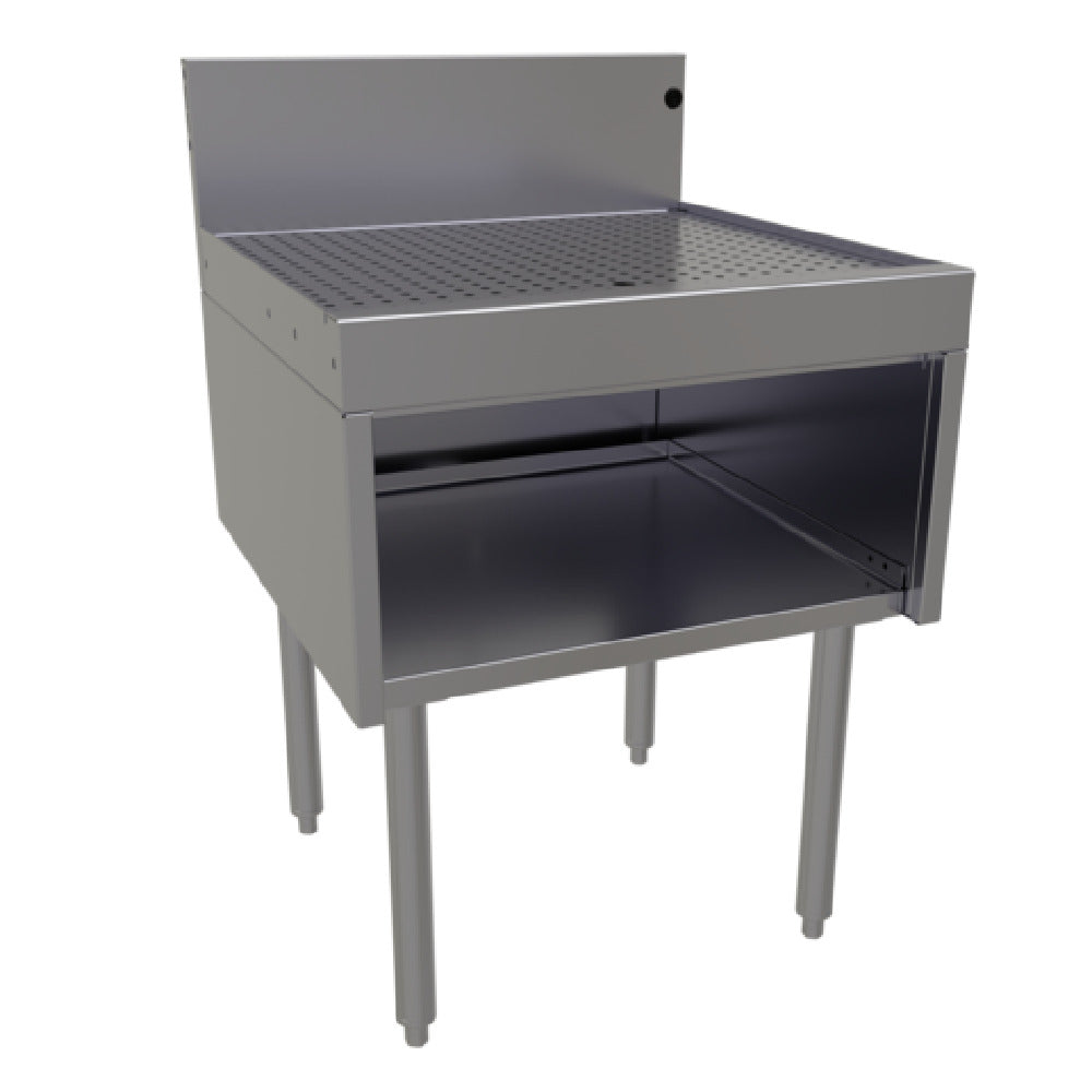 Glastender DBHB-24-LD Underbar Drainboard Half Cabinet Open Front Base 24"W X 24"D