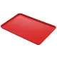 A rectangular, bright red Camlite Tray with slightly raised edges is shown against a plain white background. This NSF-certified fiberglass tray has a smooth, glossy surface and is empty.