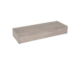 A rectangular Aspen Riser crafted from gray-washed pine wood sits on a white background. The block has smooth surfaces and sharp edges, appearing solid and unfinished with a minimalist design.