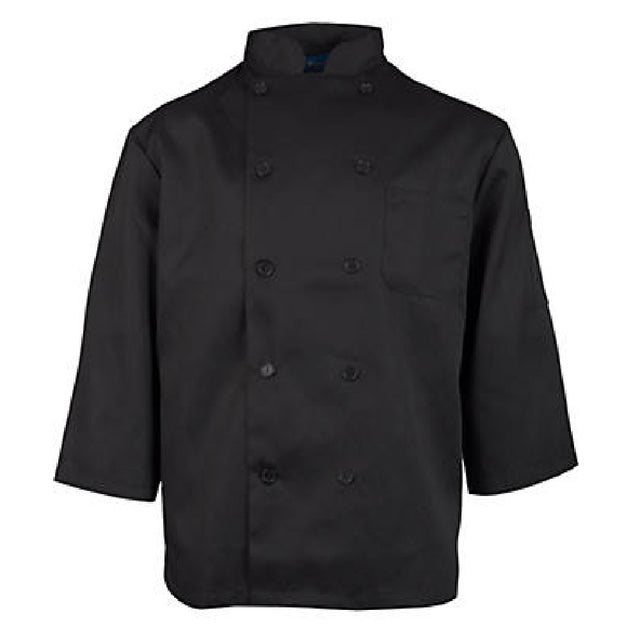 KNG 16604XL Kng 4xl Black Chef Coat 3/4 Sleeve