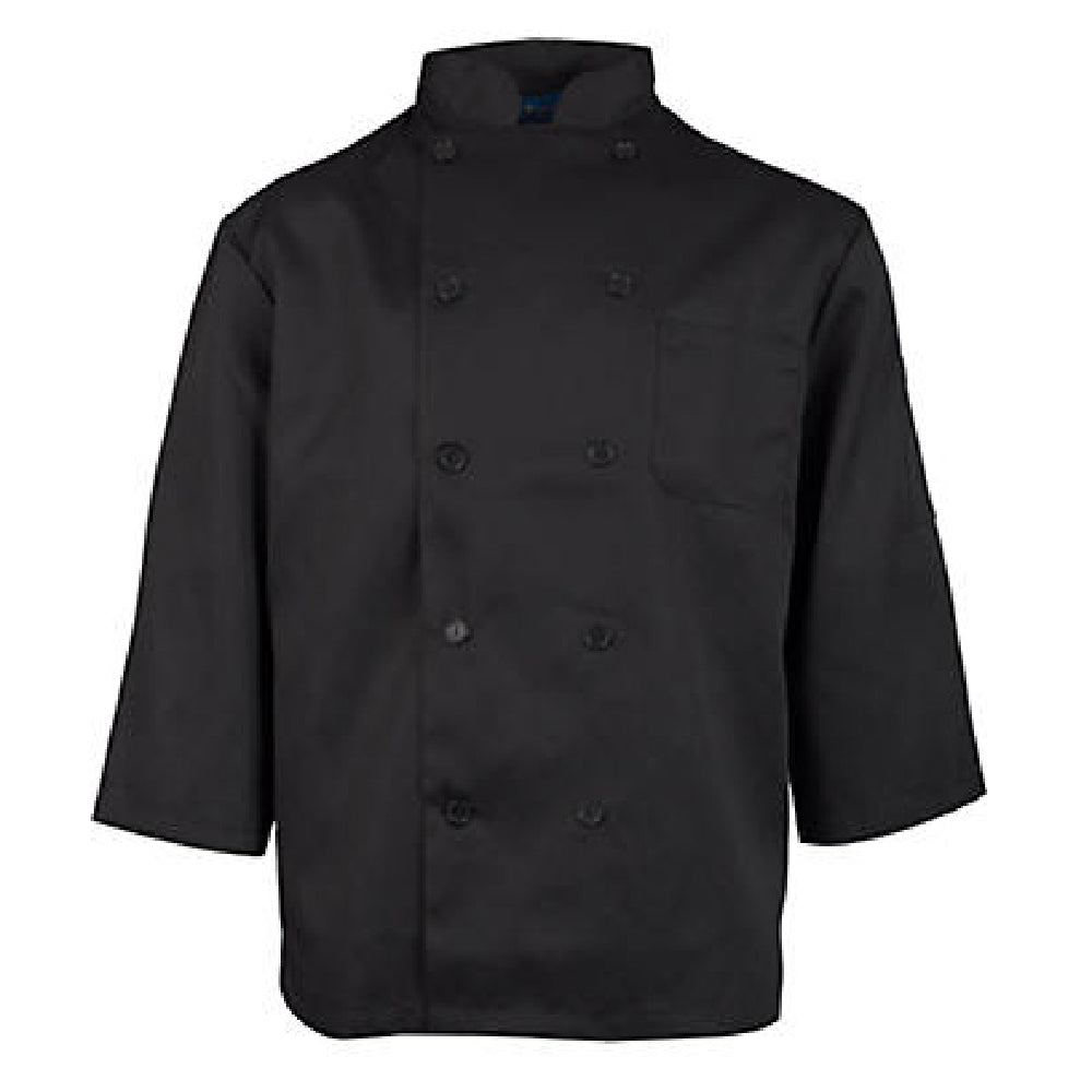 KNG 1660S Kng Sm Black Chef Coat 3/4 Sleeve