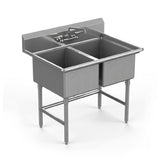 Winholt WS2T2424-14DP-14GA Sink Two Compartment 24" Front-to-back X 24" Wide X 14" Deep With Backsplash