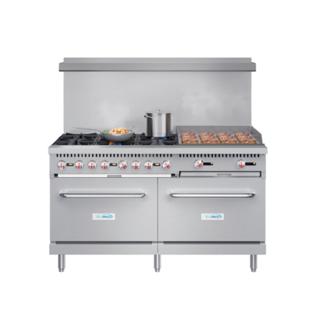 Koolmore KM-CRG60-LP - 60 Inch Gas Range with 6 Burners and 2 Ovens ...