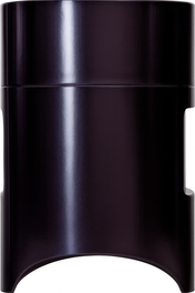 A glossy, cylindrical black container with a slightly curved profile and double locking sleeve (MWSLS01) by Atosa USA, featuring a narrow horizontal seam near the top and two small side openings at the base, shown against a white background.