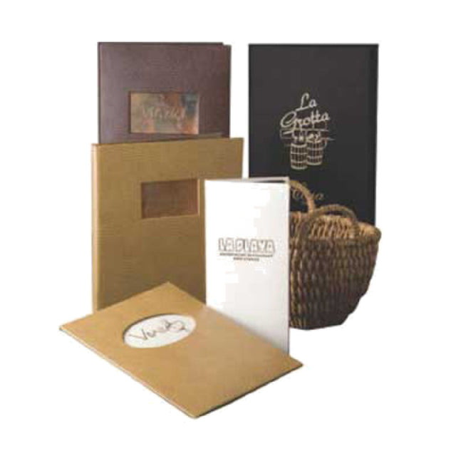 Menu Solutions VC160BA Menu Cover Holds 4-1/4" X 11" Inserts Quad Panel Booklet With 6 Views