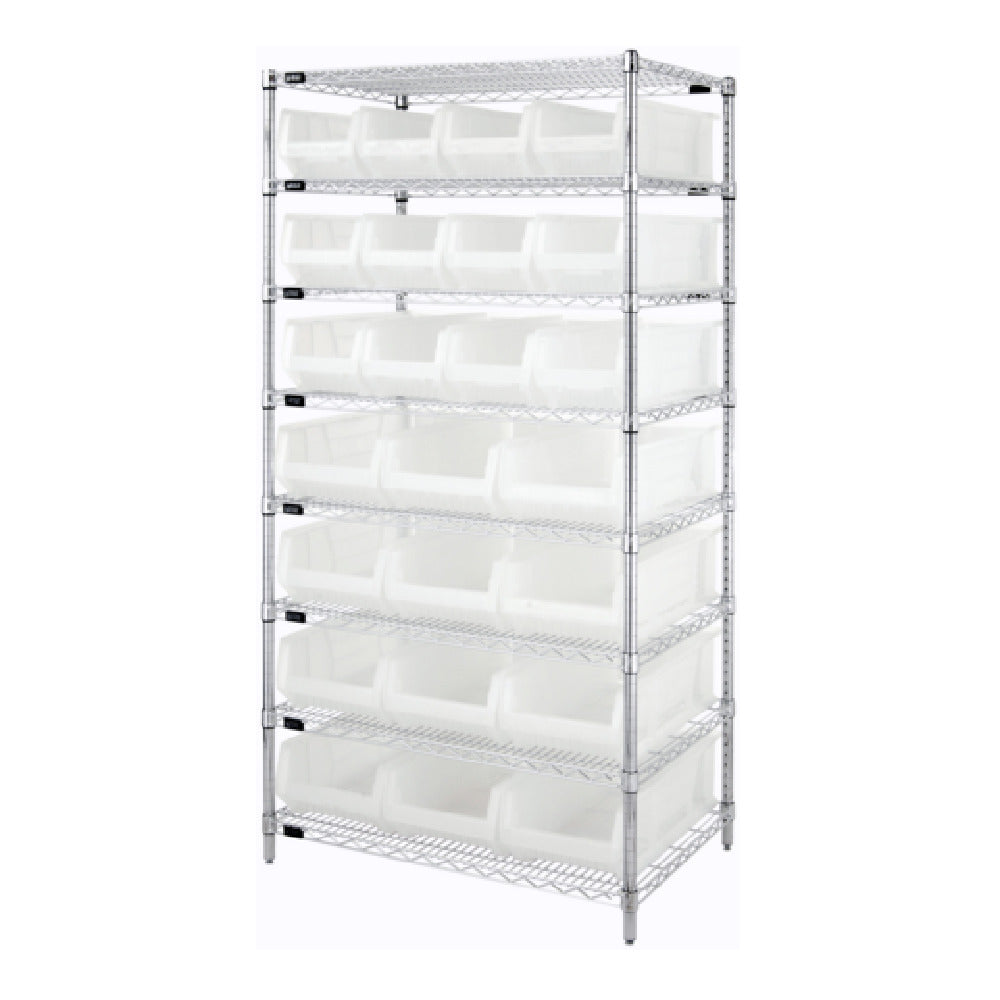 Quantum WR8-950952CL Bin Wire Shelving System 36"W X 24"D X 74"H Overall Size
