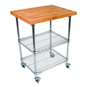John Boos MET-CWC-1-X Metropolitan Wire Cart 27"W X 21"D X 36"H Overall Size 1-1/2" Thick Full Length Rail Top