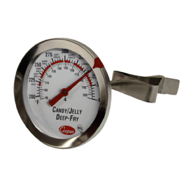 Cooper Atkins 322-01-1 Candy/Deep Fry/Jelly Thermometer Zoned 2-1/2" (6.3cm) Dia. Dial Type With 6" (15.2cm) Stem Length And .250" (.635cm) Shaft Dia.