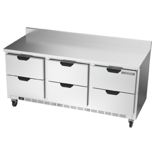 Beverage Air WTRD72AHC-6-FIP Worktop Refrigerator Three-section 35-1/2" Working Height