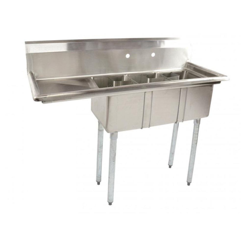 Omcan 39762 (39762) Space Saver Sink (3) 14" Front To Back X 10" Wide X 10" Deep Bowls