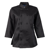 AllPoints 18742XL 2xl Ladies Chef Coat Black 3/4 Sleeve