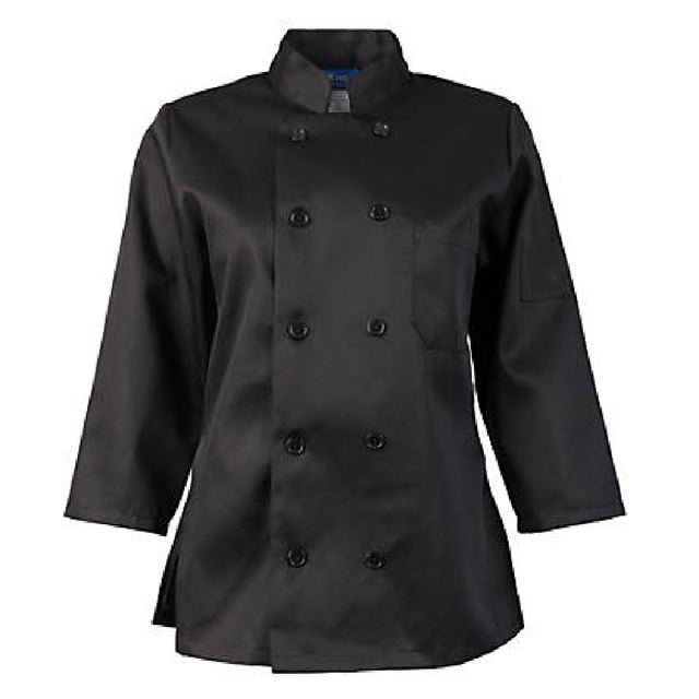 AllPoints 1874XL Xl Ladies Chef Coat Black 3/4 Sleeve