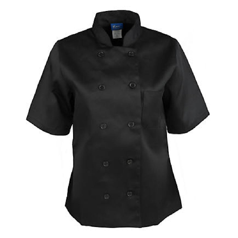 KNG 1875L Kng Lg Ladies Chef Coat Black Short Sleeve