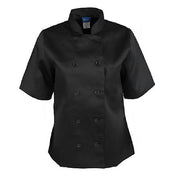 KNG 1875L Kng Lg Ladies Chef Coat Black Short Sleeve