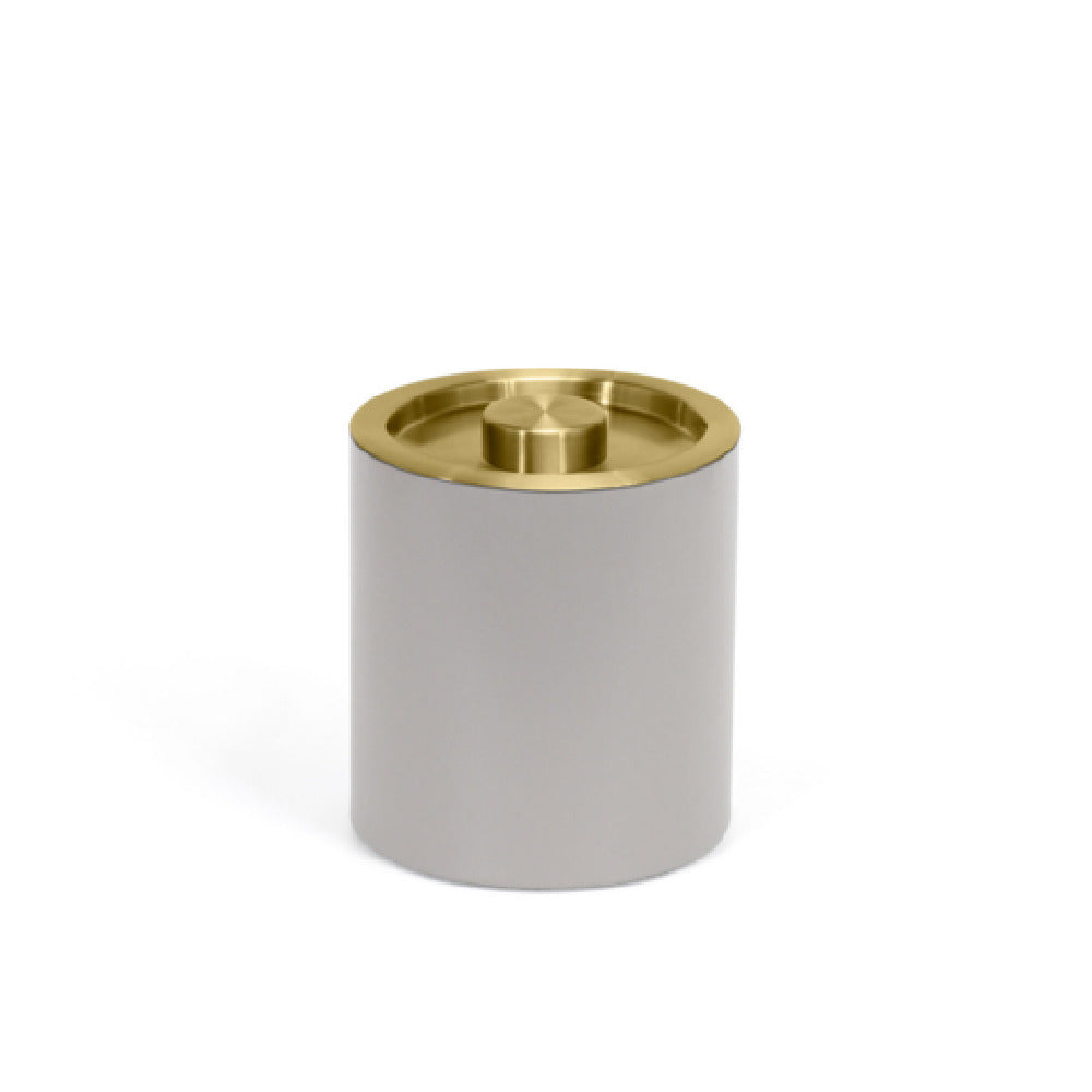 FOH RIB062BEL21 2qt Round London Ice Bucket Stone With Matte Brass Lid Includes One RIB014BEL21-BTM 2qt London Ice Bucket Base Stone