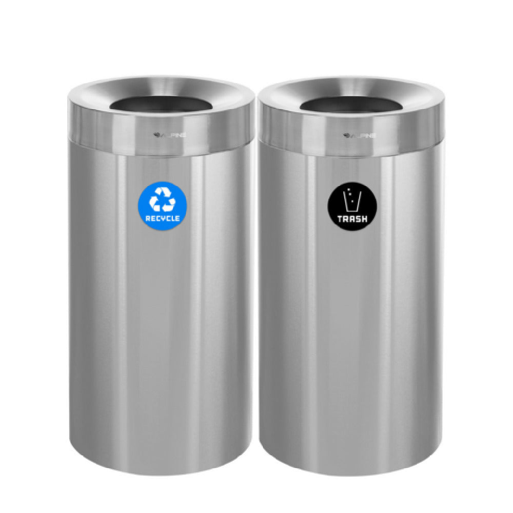 Alpine Industries ALP475-27-R-T Recycling Can With Trash Receptacle 27 Gallon (102 Liter)