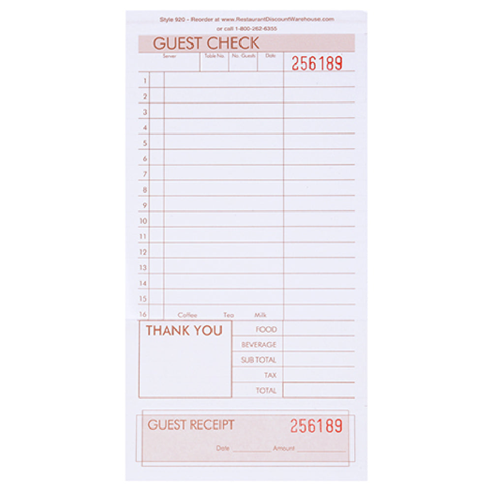 KNG 3175LSE Kng 2 Part Guest Checks 4 1/4 In X 8 1/2 In