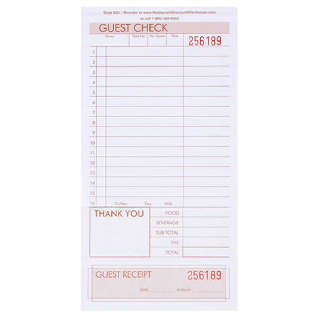 KNG 3175LSE Kng 2 Part Guest Checks 4 1/4 In X 8 1/2 In