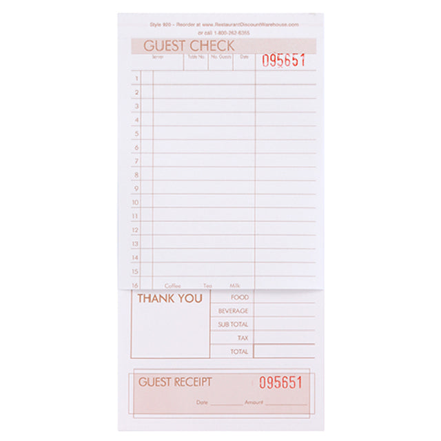 KNG 3175PAD Kng 2 Part Guest Checks