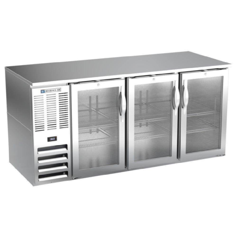 Beverage Air BB72HC-G-S - Refrigerated Back Bar Storage Cabinet, Three-section, 72"W X 30-3/8"D X 34"H